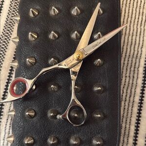 Silver Razor Comb with Black Studded Case